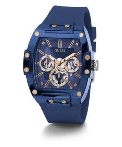 NEW IN BOX Guess Phoenix Men's 43mm Blue Dial Silicone Quartz Watch GW0203G7 - Picture 1 of 5