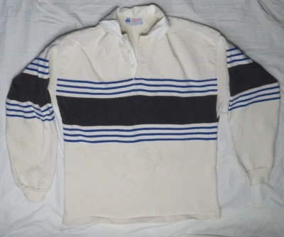 RUGGED WEAR LTD. MENS VINTAGE RUGBY SHIRT WHITE XL HEAVY NARRAGANSETT COTTON - Image 1 of 4