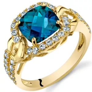 2.50 carat Lab-Created Alexandrite Cushion Halo Ring in 14K Yellow Gold - Picture 1 of 3