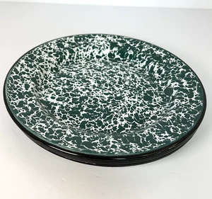 CGS International 6 Platos de Esmalte Verde Blanco Salpicaduras Decoración Platos de Camping - Imagen 1 de 10