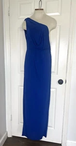 BCBG MaxAzria Women’s Sz Large Blue Sapphire SNEJANA One Shoulder Side Slit Gown - Picture 1 of 22