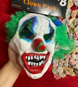 New with Tags Clown Mask & Attached Wig Costume - Picture 1 of 2