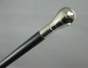 Antico pomello fatto a mano ottone massiccio bastone canna manico legno passeggio vintage regalo - Foto 1 di 5