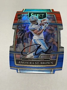 Amon-Ra St. Brown Signed Select Die Cut Rookie RC Card JSA COA Detroit Lions b - Imagen 1 de 4
