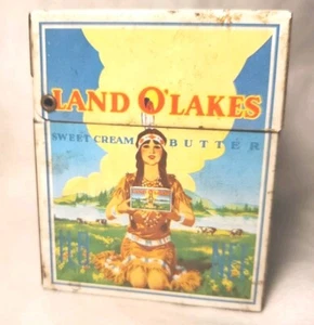 Land O Lakes Sweet Cream Butter Vintage Metal Tin Hinged Recipe Box Collectible  - Picture 1 of 10