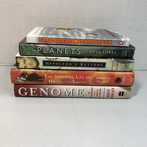 5 Science Books Lot Genome Molecules Planets Longitude Henrietta Lacks - Imagen 1 de 15