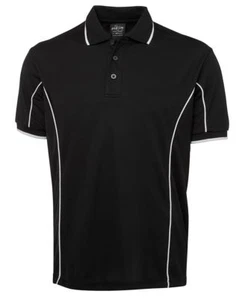Podium Teamwear Adults Short Sleeve Piping Polo Black/White Clearance Size 5XL - Picture 1 of 4