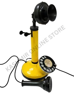 Vintage Yellow Rotary Telephone – Antique Candlestick Working Landline Phone . - Picture 1 of 17