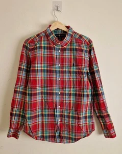 Polo Ralph Lauren Shirt Boys 18-20 Years XL Red Check Button Down Pony Smart PRL - Picture 1 of 9
