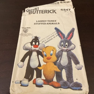 Butterick 6347 Looney Tunes Stuffed Animals Sylvester Tweety Bird Bugs Bunny - Image 1 of 4