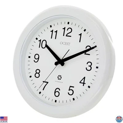 Elegante Reloj de Pared Silencioso Impermeable OCEST 12" - Decoración Interior/Exterior, Blanco Foto 1 de 4