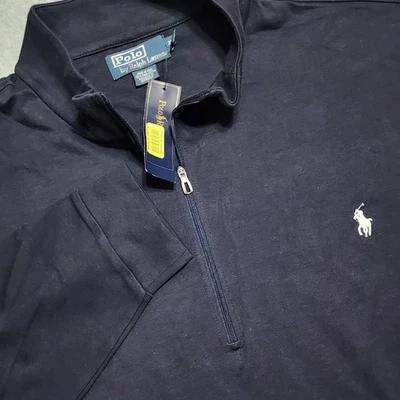 Polo Ralph Lauren Para Hombre 2XLT Azul Marino Cuarto Cremallera Pullover Sudadera Grande y Alto Nuevo con Etiquetas Foto 1 de 4