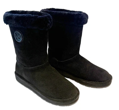 Michael Michael Kors Gamuza Cuero Piel de Oveja Piel de Oveja Botas Negras EE. UU. Talla 6 Foto 1 de 4