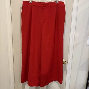 Cider Solid Texture Pleated Wide Leg Trousers Curve & Plus Women's Red Size 3XL - Picture 1 of 14