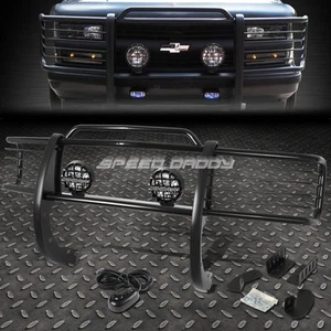 BLACK BRUSH GRILLE GUARD+ROUND CLEAR FOG LIGHT FOR 88-99 C/K C10 SUBURBAN TAHOE - Bild 1 von 11