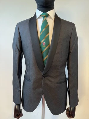 Chaqueta de Cena Hackett Lunares Cuello Chal 100% Seda Ropa de Noche PVP £800 - 40" Foto 1 de 4