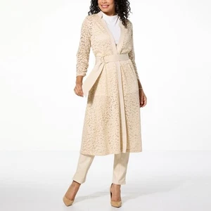 C Wonder by Christian Siriano Lace and Ponte Knit Topper Petites Shirt Champagne - Picture 1 of 6