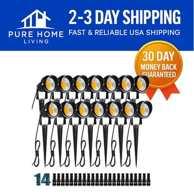 Упаковка из 14 регулируемых светодиодных прожекторов 10 Вт — теплое белое водонепроницаемое ландшафтное освещение - Изображение 1 из 4