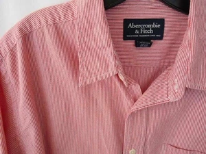 Abercrombi & Fitch Red/White Pinstriped S/S Men's Matching Pocket Size XL EUC - Picture 1 of 4