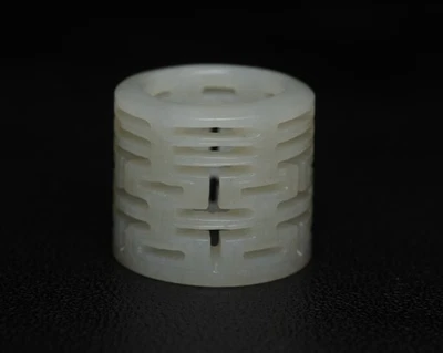 Exquisito anillo de felicidad doble exquisito tallado a mano de jade hetiano natural certificado 1934 Foto 1 de 4