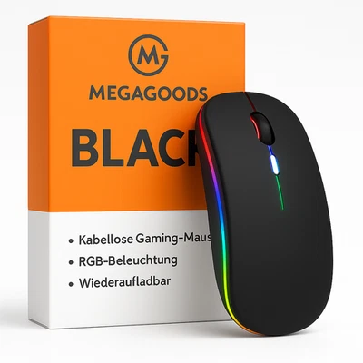 RGB Wireless Gaming Mouse Bluetooth Rechargeable LED 3600 DPI DE - Image 1 of 4