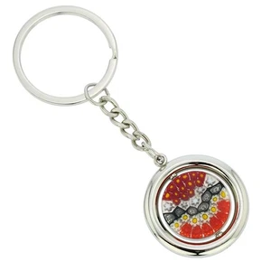 GlassOfVenice Murano Glass Millefiori Disk Keychain - Red - Picture 1 of 6