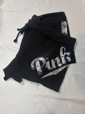 Women’s Victorias Secret Vintage PINK Silver Sequin Bling Shorts Black MEDIUM M - Image 1 of 4