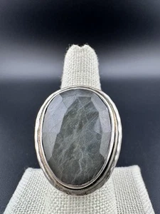 Vintage Sterling Silber Ring mit großem facettenreichem Labradorit Heilstein - Bild 1 von 8