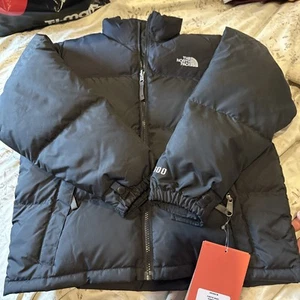The North Face Black Nuptse 600 Jacket Goose Down Fill Puffer Youth Med NWT - Picture 1 of 7
