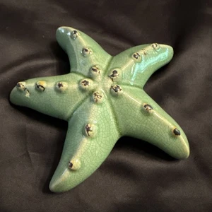 Vintage Keramik Seestern Puffy Wandbehang oder Tischdeko 9 Zoll Crackle Glasur EXC - Bild 1 von 5