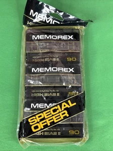 Paquete de 3 casetes de audio de alto sesgo Memorex HBII tipo II sellados 90 min CrO2 - Imagen 1 de 2