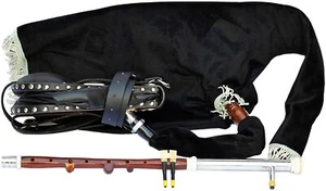 Uilleann Pipe Practice set Rosewood Chanter Bellows leather padding Strap Box - Picture 1 of 7
