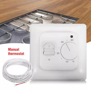 Manual Underfloor Heating Thermostat with Floor Sensor 3 Meter Sensor Cable UK - Picture 1 of 10