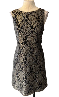 Vestido American Living 12 Negro Dorado Elastizado Sin Mangas Crucero Fiesta Boda NUEVO Foto 1 de 4