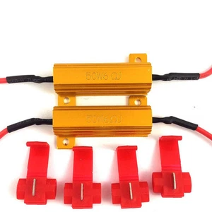 2 50W 6ohm Load Resistors + 4 EZ Clips Fix Hyper Flash For LED Turn Signal Light - Picture 1 of 2