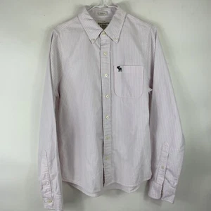 Camisa para hombre Abercrombie Fitch talla M con botones musculares a rayas blanca rosa - Imagen 1 de 5