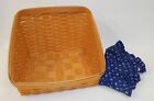 2002 Longaberger Book Keeper Basket with Classic Ruffled Navy Blue Liner