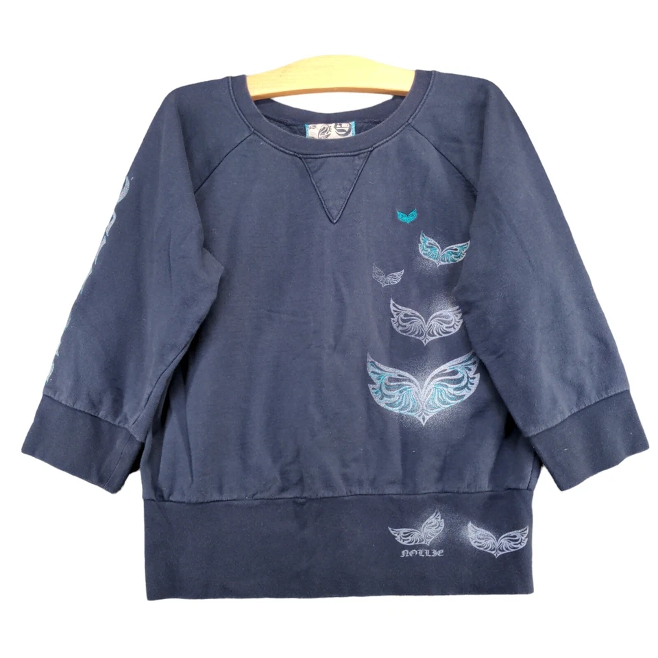 Nollie Women's Butterfly Pullover Sweatshirt Blue XL 3/4 Raglan Sleeve - Image 1 of 4