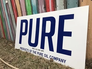 Antique Vintage Old Style PURE Gas Oil Sign - Picture 1 of 8