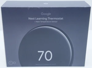 Google Nest Learning Thermostat 4th gen With Sensor Polished Obsidian Brand New - Picture 1 of 5