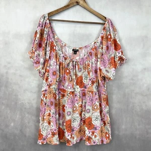 Torrid Babydoll Crinkle Top Womens Size 4X Floral Gauzy Milkmaid Boho Cottage - Picture 1 of 9