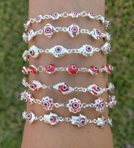 Rotes Evil Eye Armband - 925 Sterling Silber - Schutzarmband - Geschenk für Sie - Bild 1 von 19