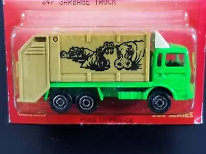 Majorette Garbage Truck / #247 / Green & Tan w/ Hippo Tampo / Made in France - Picture 1 of 7