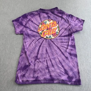 Santa Cruz Skateboards T Shirt Youth Small Purple Tie Dye Graphic Crew Neck Tee - Picture 1 of 8