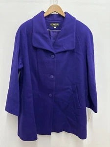 NEW 80s Komitor Jacket Womens 24W Purple Wool Blend Lined Coat VTG USA Made - Picture 1 of 9
