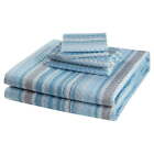 Reversible Blue Gray Vertical Stripe Quilt Full Queen Comforter Adult Bedding