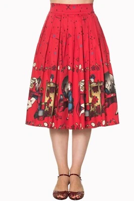 Vanity red CIRCLE SKIRT size 10 Rockabilly Old School Tattoo Sailor Jerry BANNED - Image 1 of 4