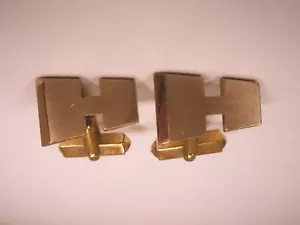 H Monogram Initial Letter Vintage SWANK Cuff Links henry harold hap harvy - Picture 1 of 8