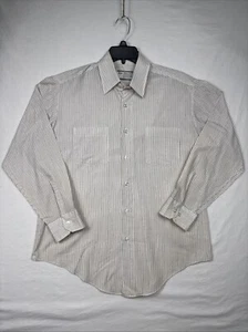 Vintage Sears Perma Prest Men's 16-32/33 White Striped Oxford Career Button Up - Picture 1 of 14