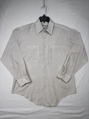 Vintage Sears Perma Prest Men's 16-32/33 White Striped Oxford Career Button Up - Image 1 of 4